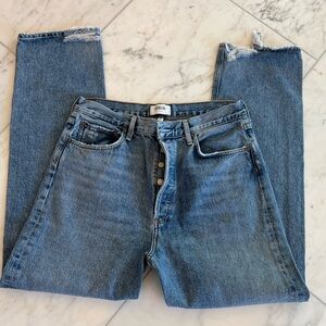 AGOLDE Women’s Jeans Size 30, Button Fly, Destroyed Bottoms, 100% Cotton